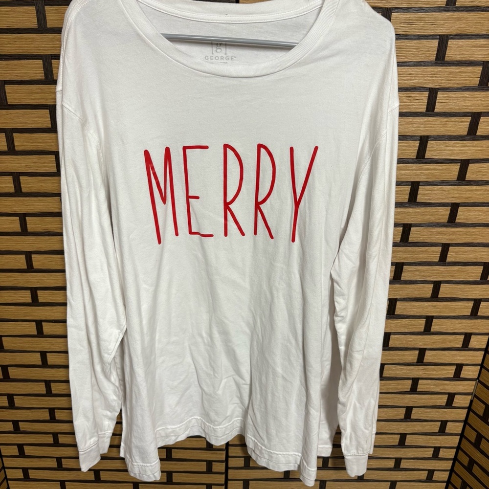 George White Merry Long Sleeve‎ Tee Size 3X